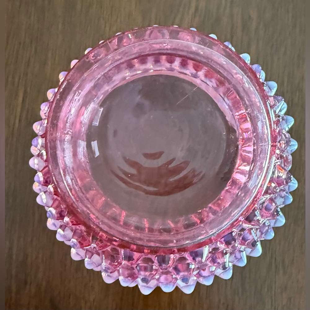 Fenton Cranberry Opalescent Hobnail Double Crimped Rose Bowl Vase Vintage - Picture 7 of 12